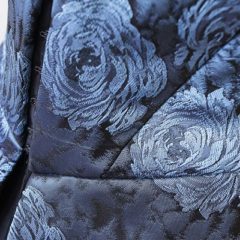 blue brocade corset fully lined in black satin and boned made at The Sewing Room Malvern